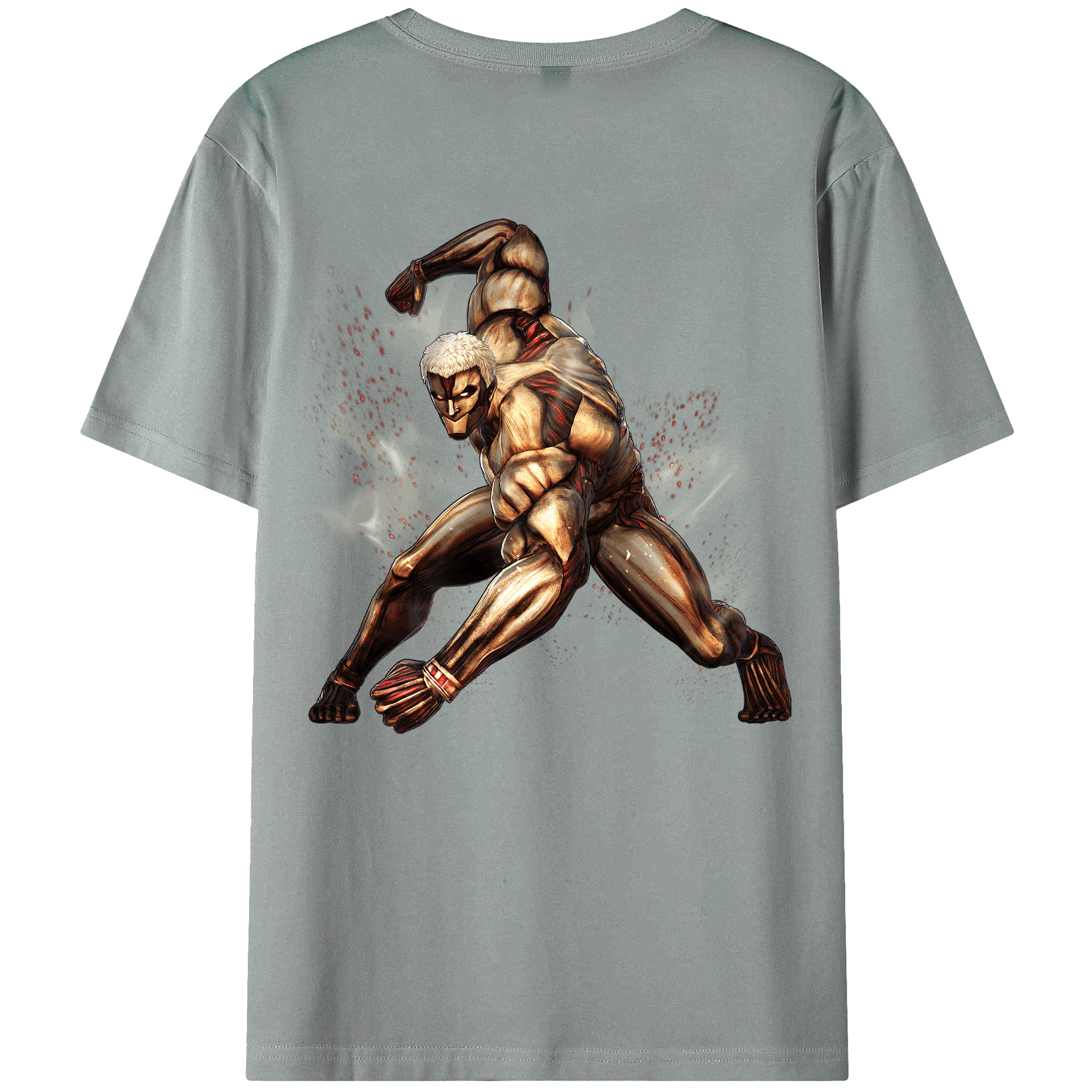 （画像用） 進撃の巨人 Attack on Titan 綿100％ メンズ半袖Tシャツ（バックプリント） 通気性